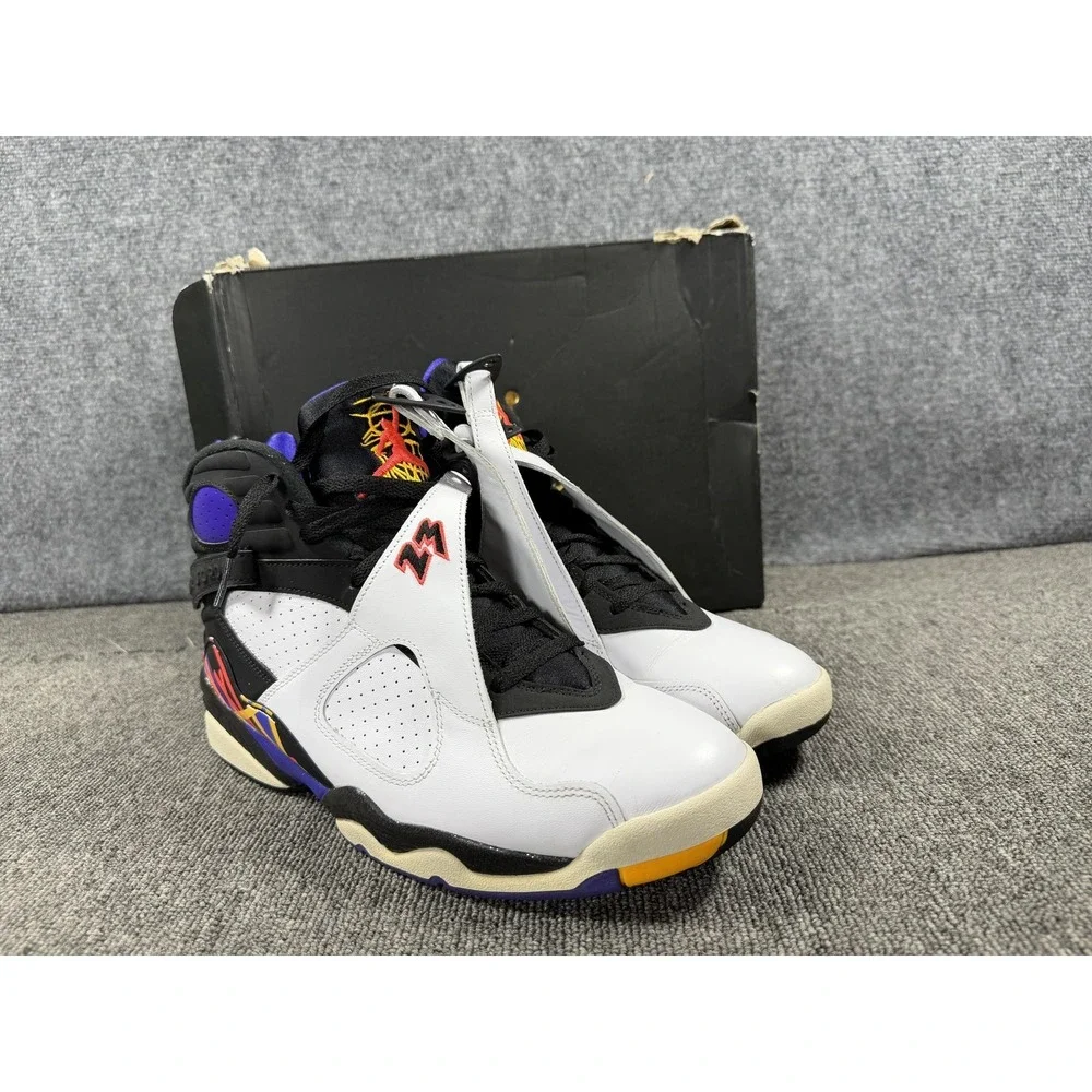 Jordan Air Jordan 8 Retro Three Peat Shoes Mens 10 White Basketball 305381 142